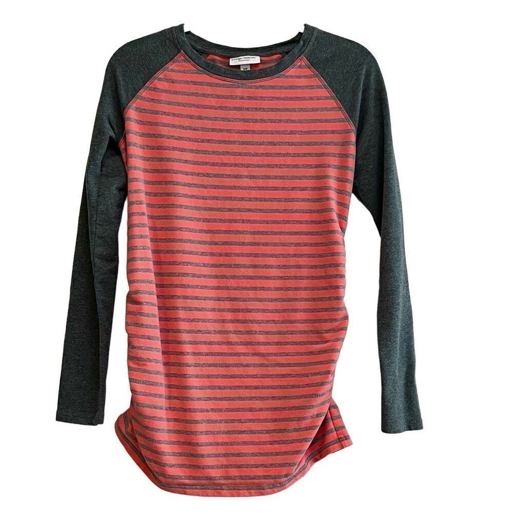 Liz Lange Maternity Striped Long Sleeve Baseball Blouse Small